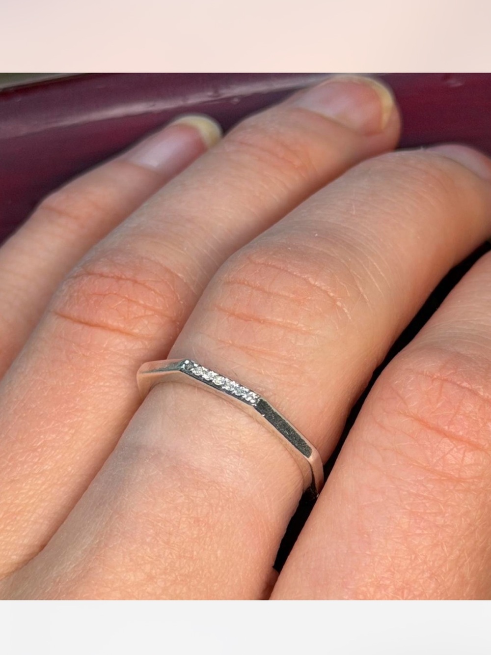 Pandora Silver Slim Pavé Bar Ring - Silver